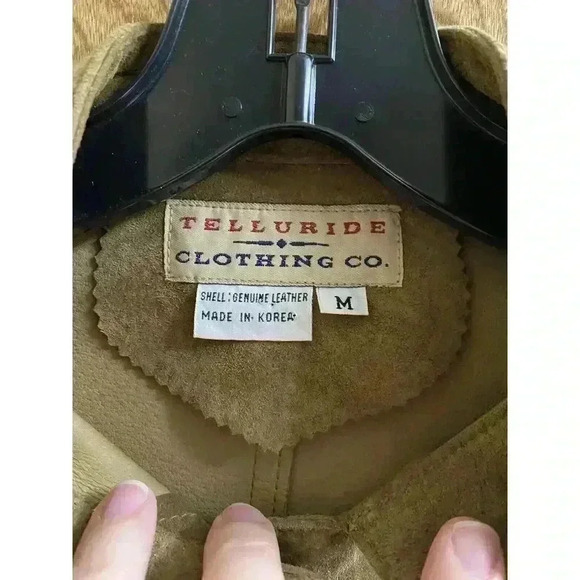 Vintage Telluride Clothing Co Leather Suede blouse Short Sleeve M Tan Button-up - Picture 3 of 13